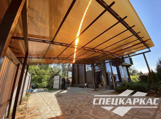 Односкатный навес из поликарбоната (скат за забор) №92 - фото 1879