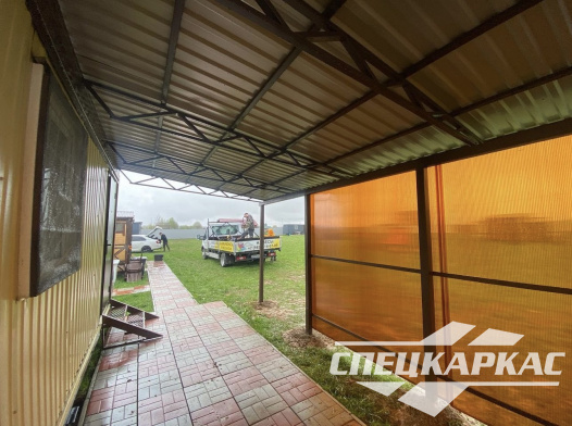 Навес из профнастила к дому №31 - фото 1271