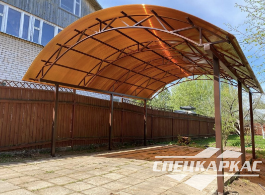 Усиленный навес из поликарбоната для парковки одного автомобиля №29 - фото 1250