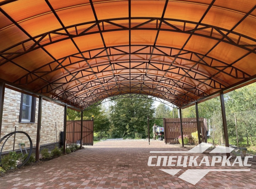 Навес на 4 машины из поликарбоната №87 - фото 1828