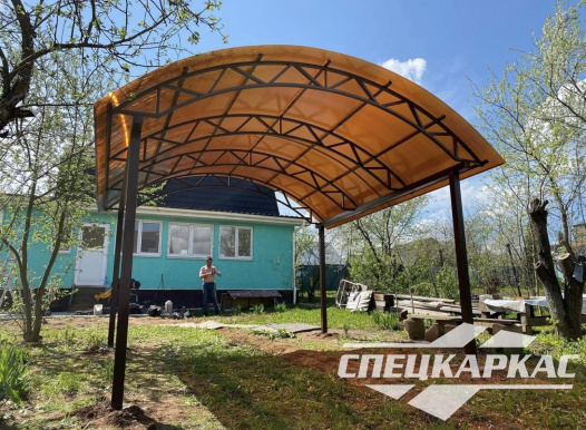 Металлический навес из поликарбоната для зоны отдыха №27 - фото 1234