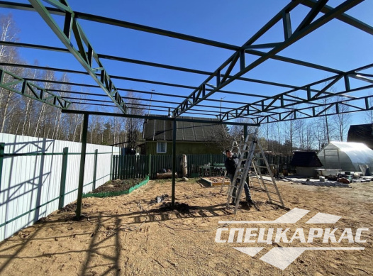 Односкатный навес из профнастила для автомобиля №37 - фото 1328