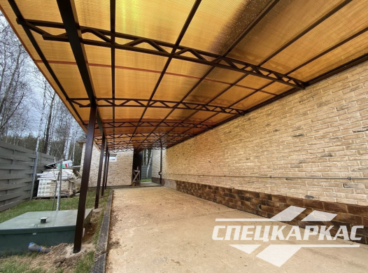 Навес из поликарбоната к дому | Пристенный навес из поликарбоната №2 - фото 979