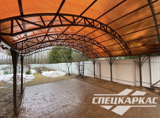 Навес из поликарбоната на 2 машины с усиленной стропильной системой №43 - фото 1393