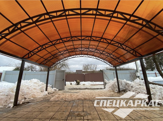 Арочный навес из поликарбоната для парковки двух автомобилей №6 - фото 1028