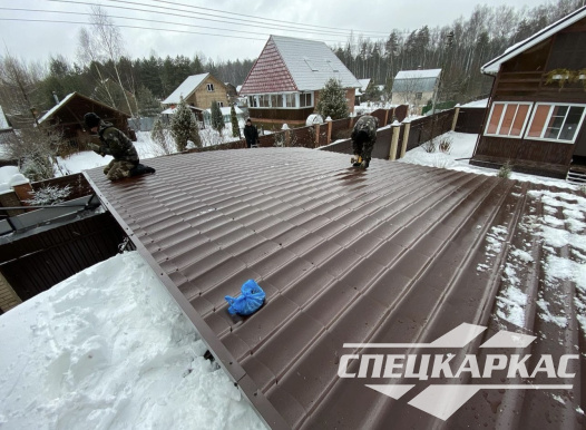 Навес из металлочерепицы на две машины №49 - фото 1446