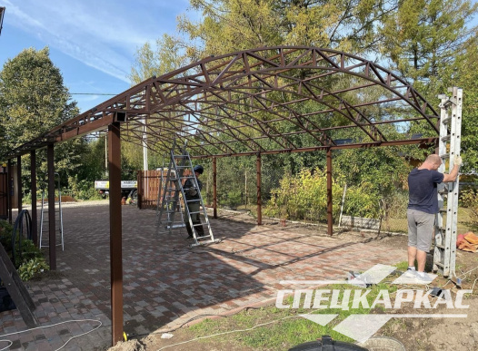 Навес на 4 машины из поликарбоната №87 - фото 1825