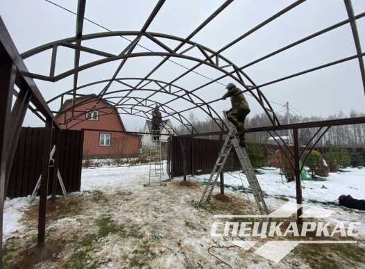 Навес для машины с декоративными раскосами №59 - фото 1544