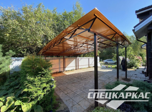 Односкатный навес из поликарбоната (скат за забор) №92 - фото 1880