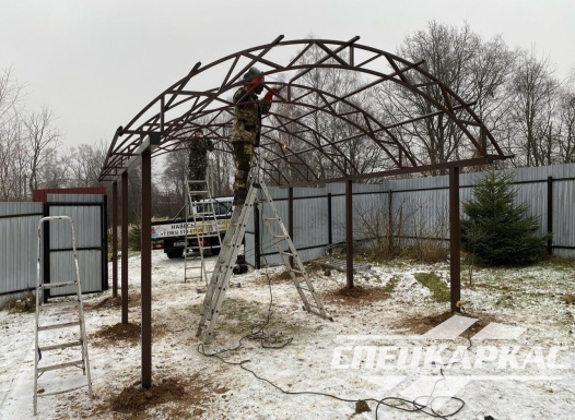 Навес из поликарбоната для парковки машины на даче №67 - фото 1624