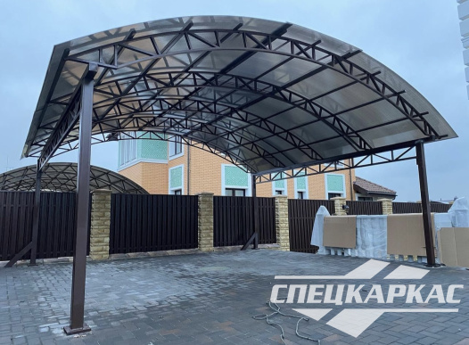 Навес на две машины из поликарбоната усиленный №77 - фото 1727